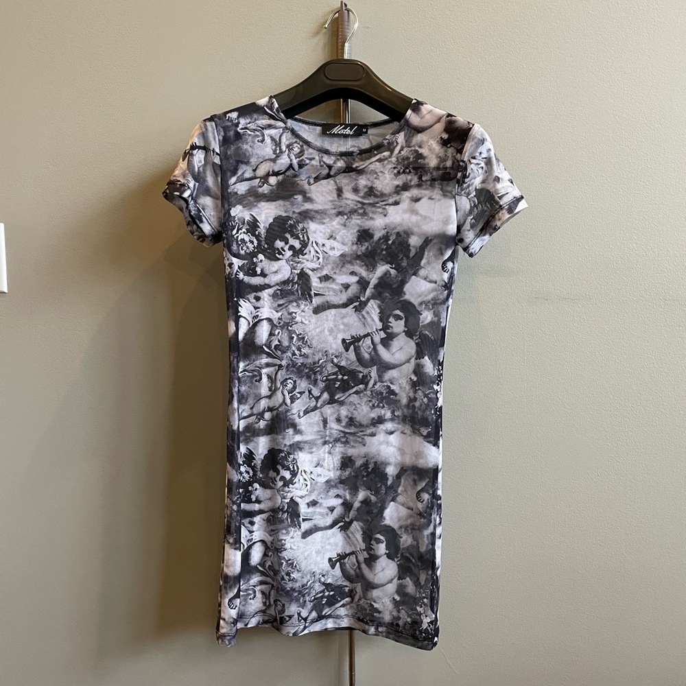 Graphic angels mesh festival dress